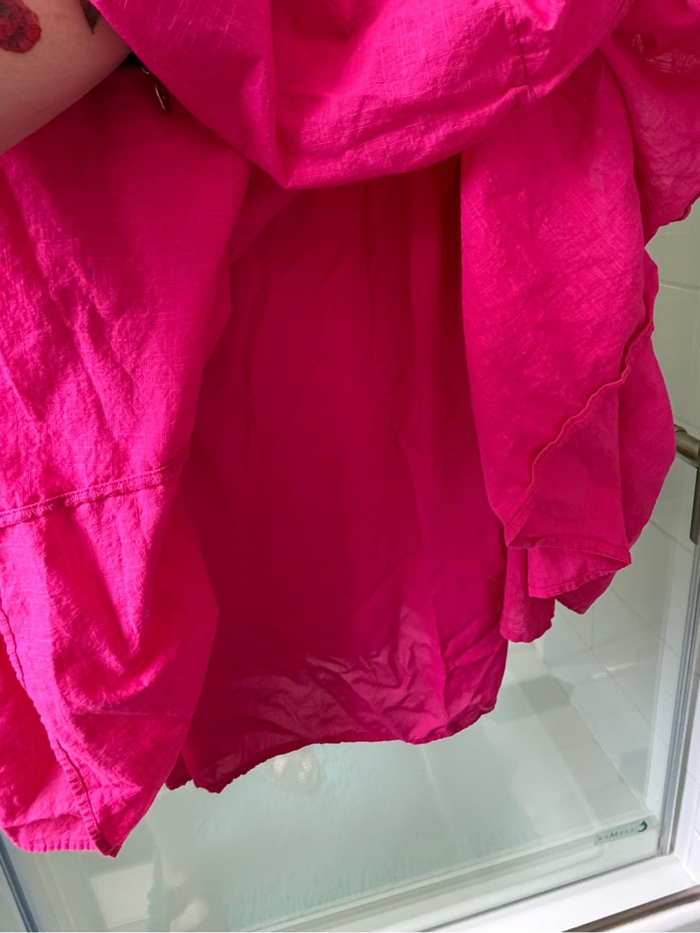 Free People Hot Pink Tiered Dress with Puff-Sleeves - Picture 6 of 8
